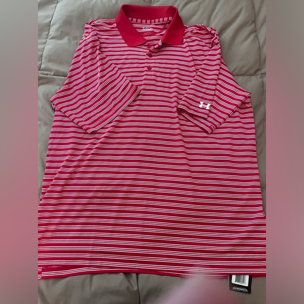 Men’s Under Armour red golf shirt. Size XL.